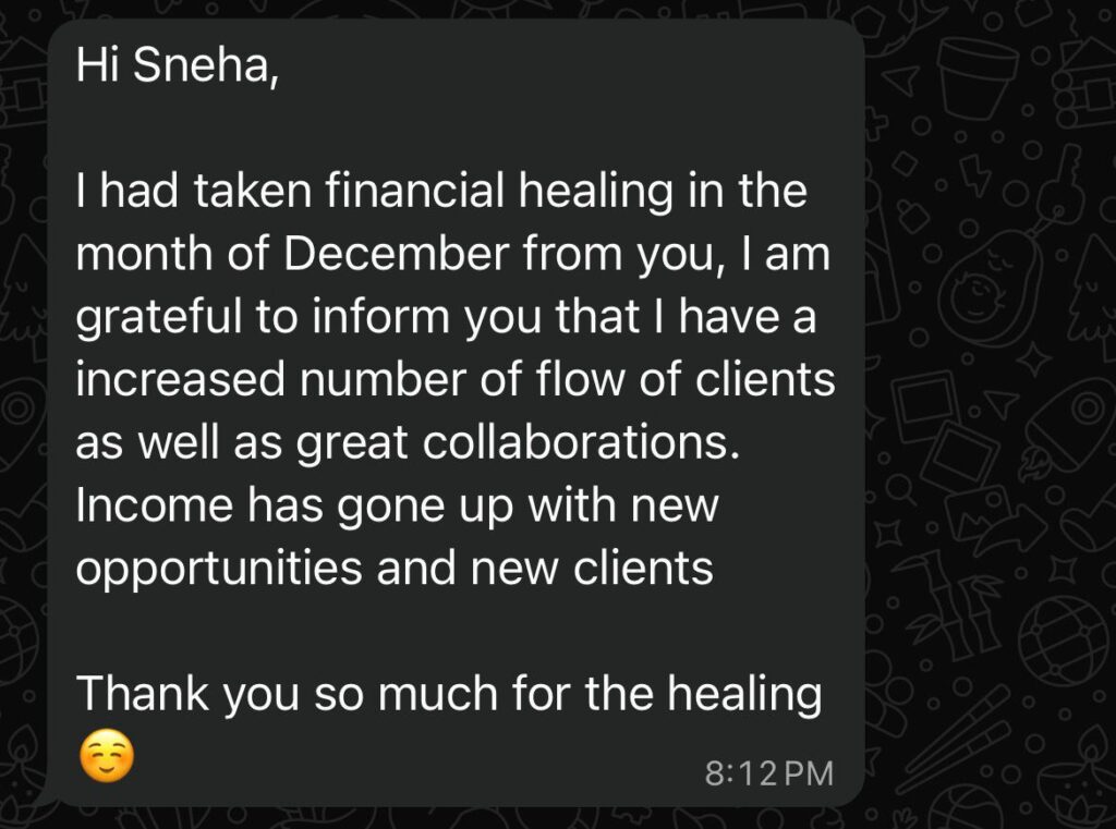 Prosperity healing Positive Experience